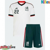 Camiseta México Hirving Lozano #22 Visitante Equipación para niños Mundial 2026 manga corta (+ pantalones cortos)